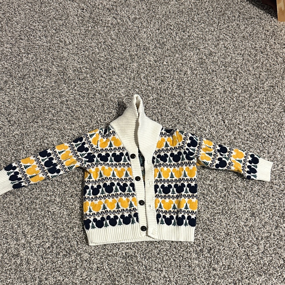 Janie and Jack Patterned Cardigan - Cream, Yellow, and Black